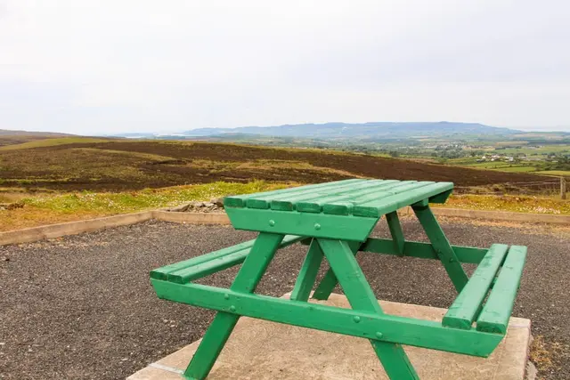 a green picnic table