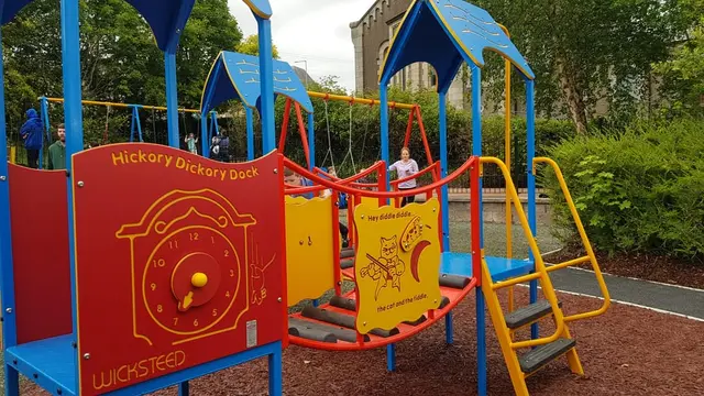 a group of children playing on a playground